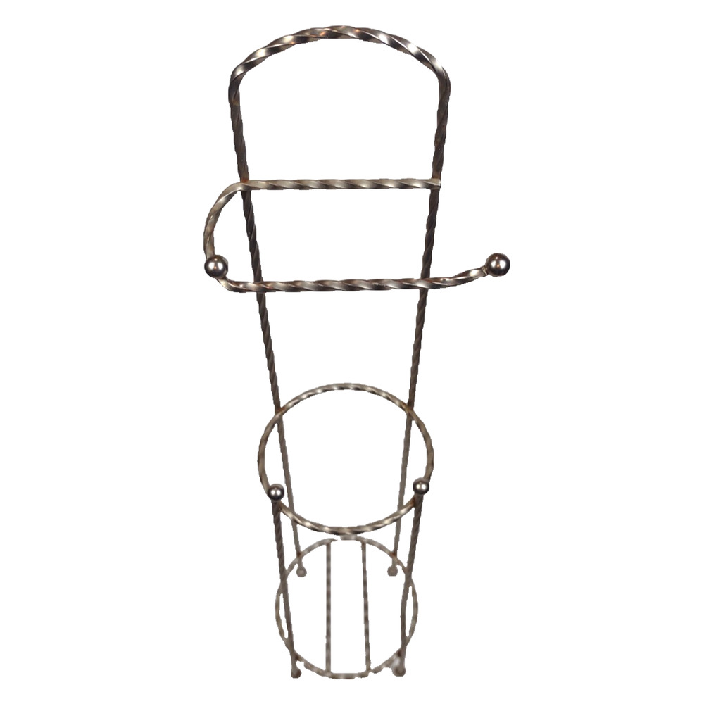 Steel Free Standing Toilet Tissue Paper Roll Holder Bathroom Stand Twisted Metal